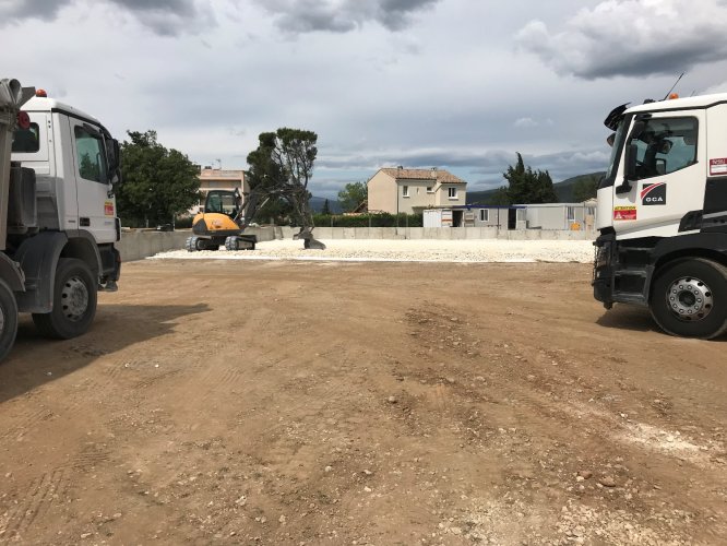 Préparation du chantier halle de sport